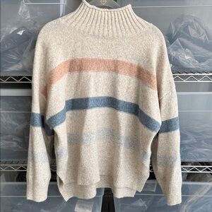 Fate Cream Sweater with Blue and Pink Stripes